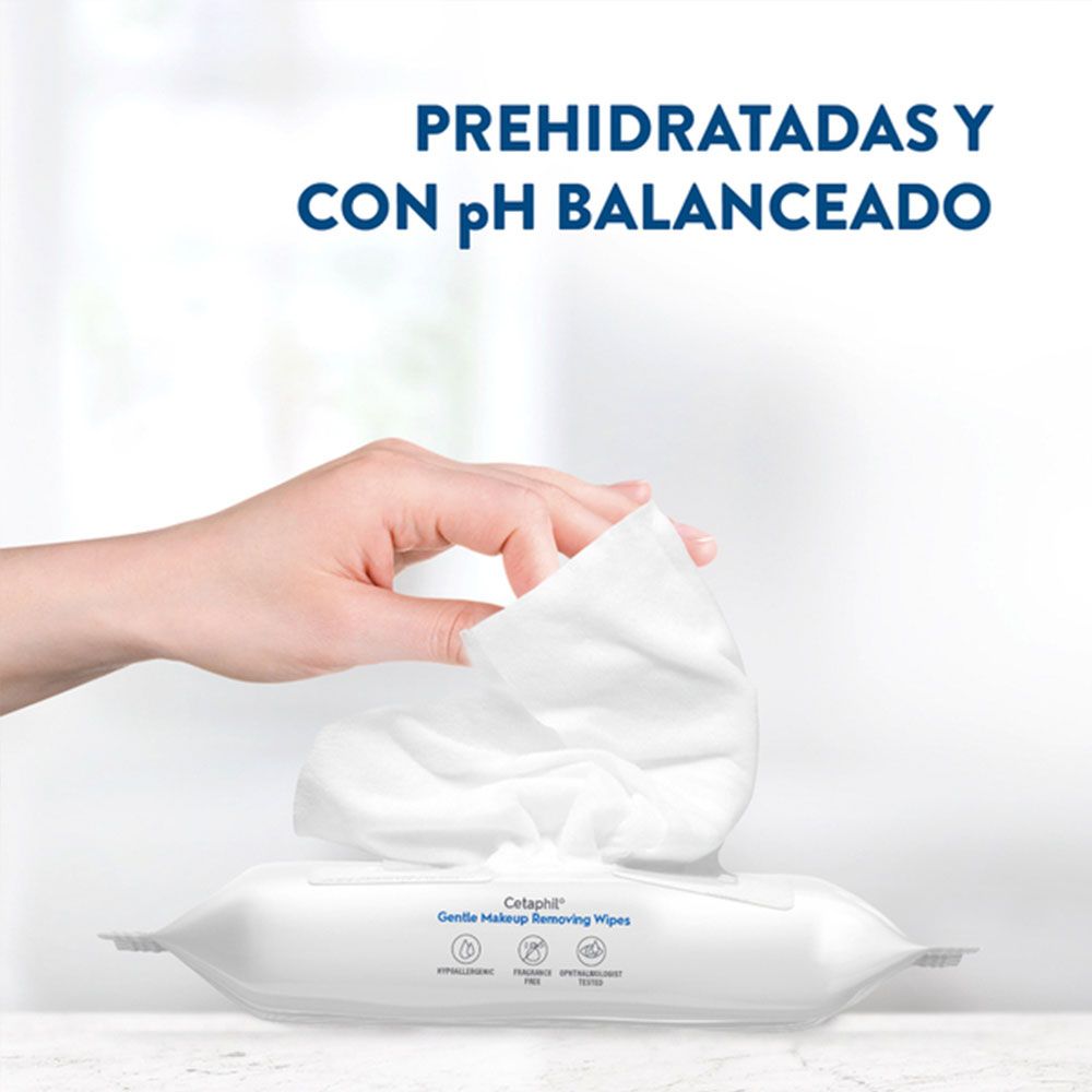 CETAPHIL TOALLITAS DE LIMPIEZA FACIAL DESMAQUILLANTES x 25 - Imagen 2