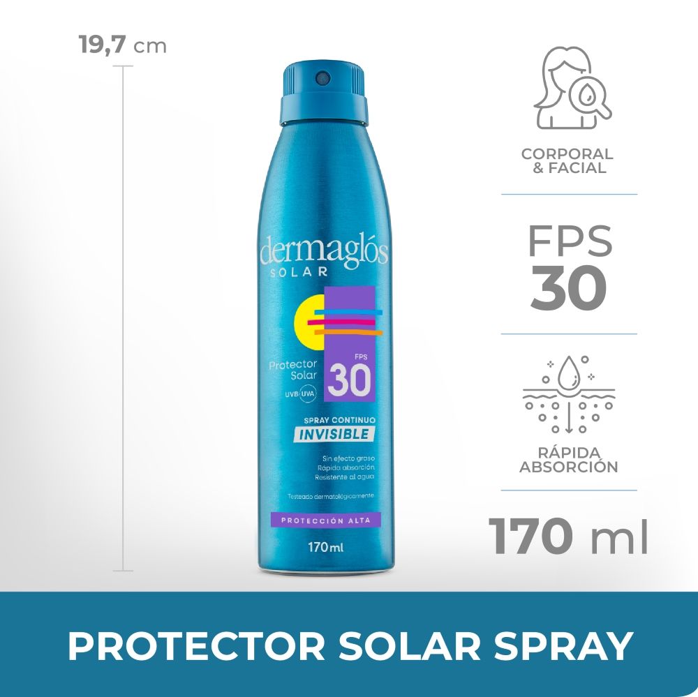 DERMAGLÓS SOLAR F30 SPRAY CONTINUO INVISIBLE x 170 - Imagen 5