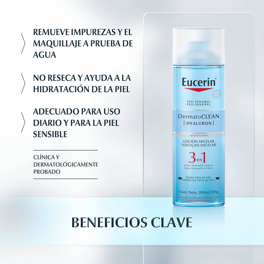 EUCERIN DERMATOCLEAN LOCION MICELAR 3 EN 1 x 400 - Imagen 2