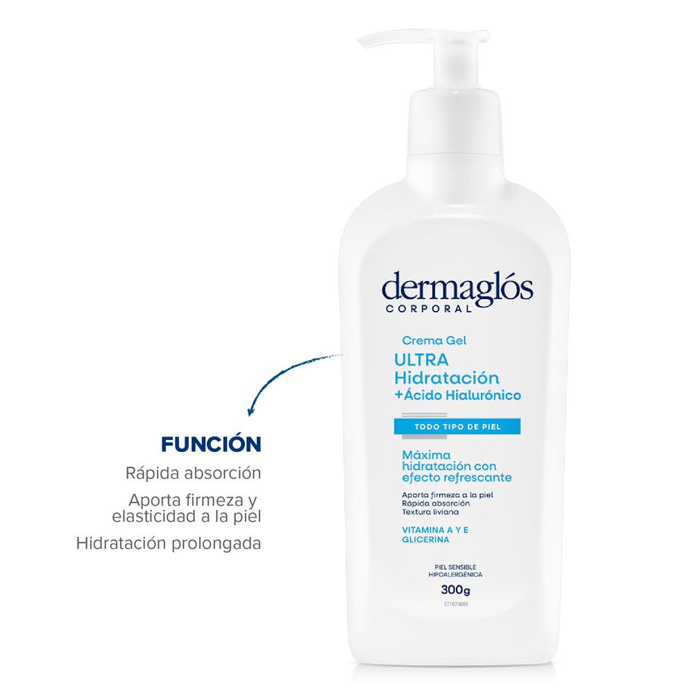 DERMAGLOS CORPORAL ULTRA HIDRATACION + ACIDO HIALURONICO CREMA GEL X 300 Gramos - Imagen 2