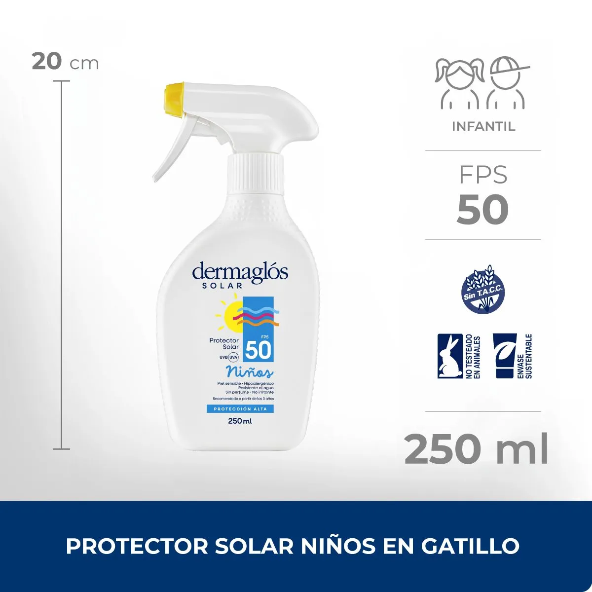 DERMAGLOS SOLAR NIÑOS GATILLO FPS50 X 250 - Imagen 2