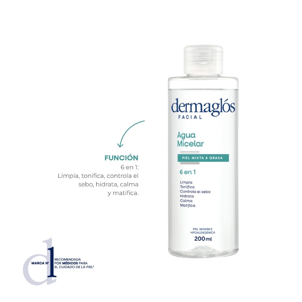 DERMAGLOS FACIAL AGUA MICELAR PIEL MIXTA A GRASA X200 - Imagen 3