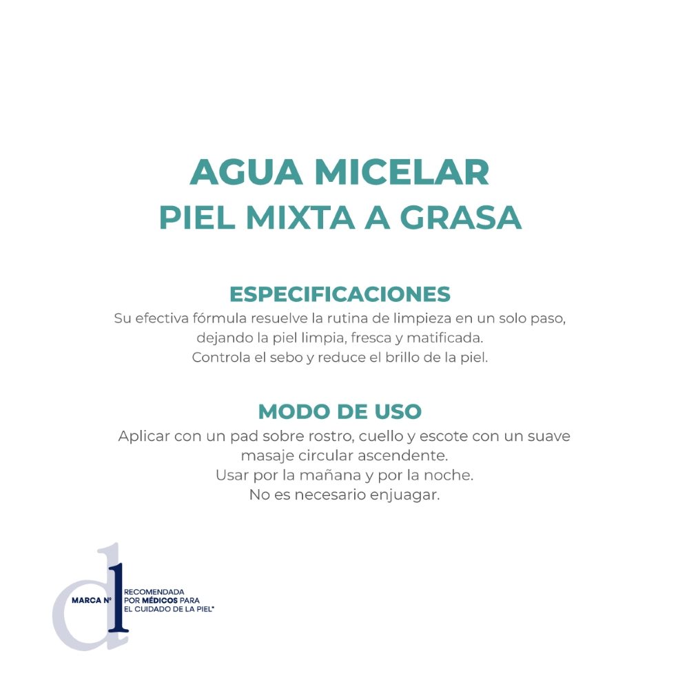 DERMAGLOS FACIAL AGUA MICELAR PIEL MIXTA A GRASA X200 - Imagen 4
