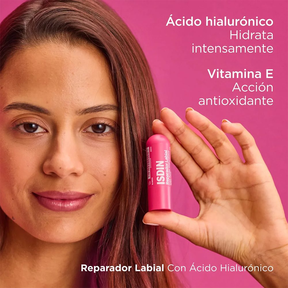 ISDIN REPARADOR LABIAL STICK CON ÁCIDO HIALURÓNICO ROSA X 4 Gramos - Imagen 4