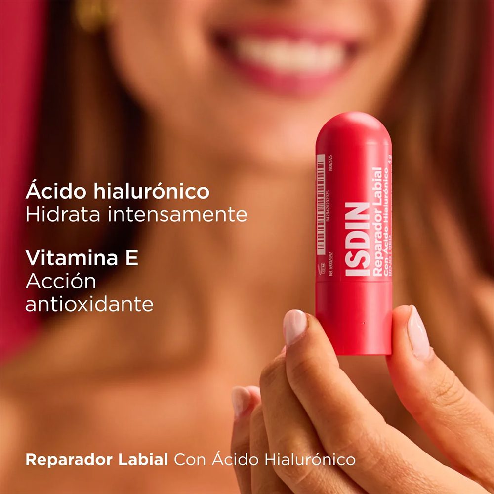 ISDIN REPARADOR LABIAL STICK CON ÁCIDO HIALURÓNICO ROJO X 4 Gramos - Imagen 6