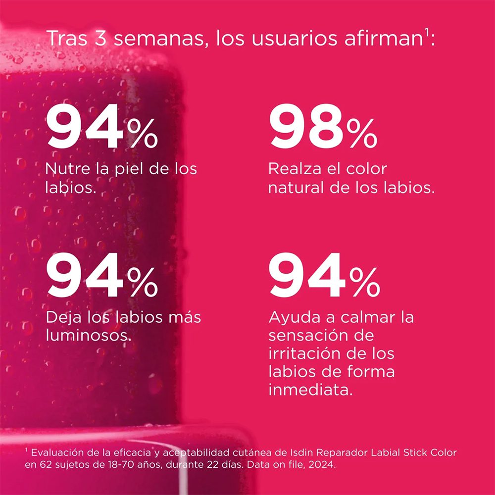 ISDIN REPARADOR LABIAL STICK CON ÁCIDO HIALURÓNICO ROSA X 4 Gramos - Imagen 5