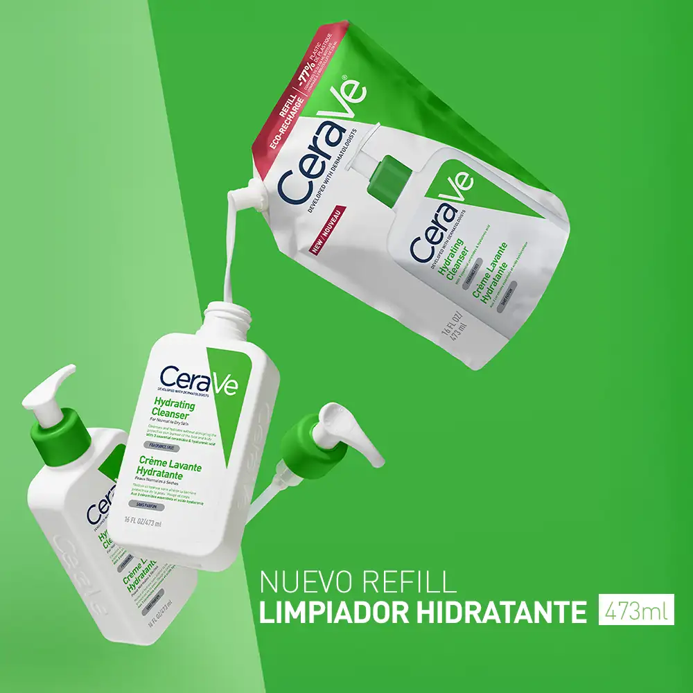 CERAVE LIMPIADOR HIDRATANTE PIELES NORMALES A SECAS REFILL x 473ml - Imagen 2