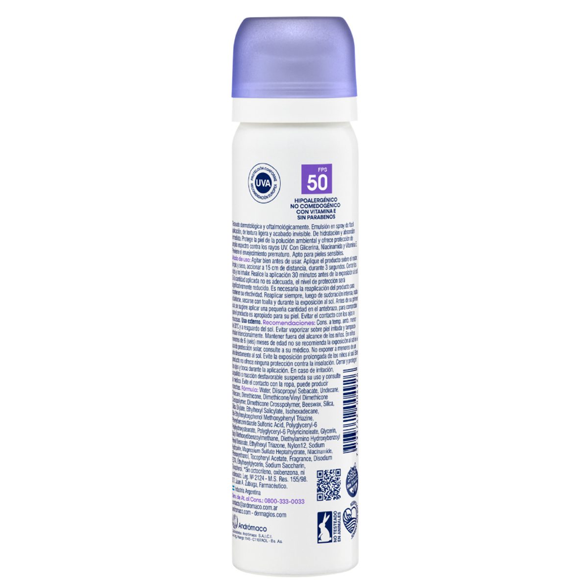 DERMAGLOS SOLAR FACIAL Fps50 BRUMA SPRAY TOQUE SECO X 75ml - Imagen 2