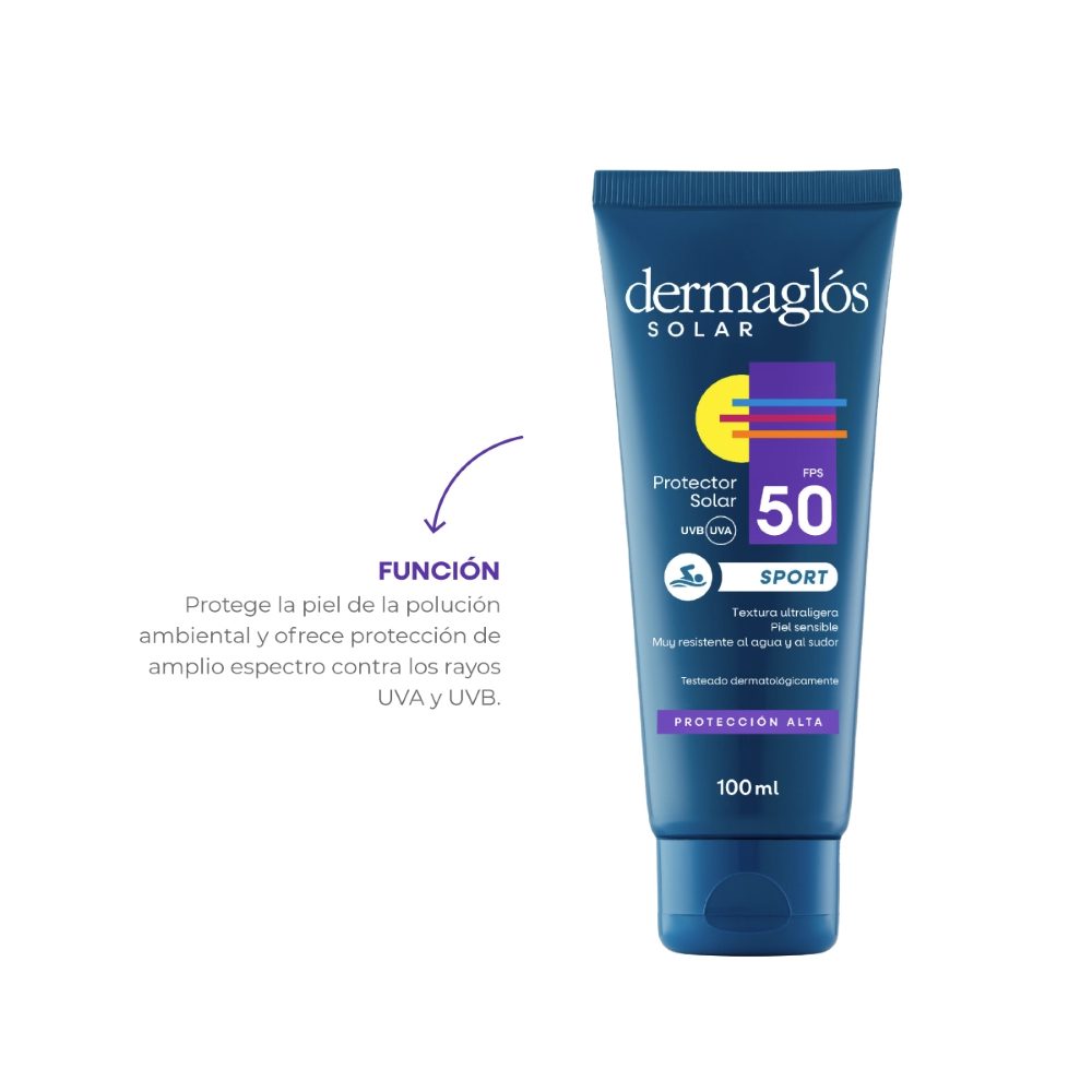 DERMAGLOS SOLAR SPORT Fps50 RESISTENTE AL AGUA X 100ml - Imagen 4
