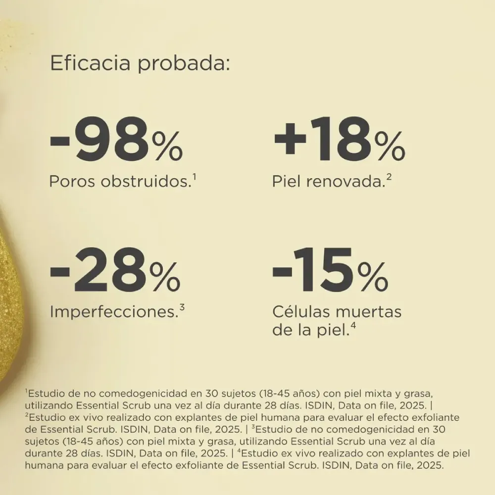 ISDIN ESSENTIAL SCRUB LIMPIADOR FACIAL EXFOLIANTE X 100g - Imagen 4