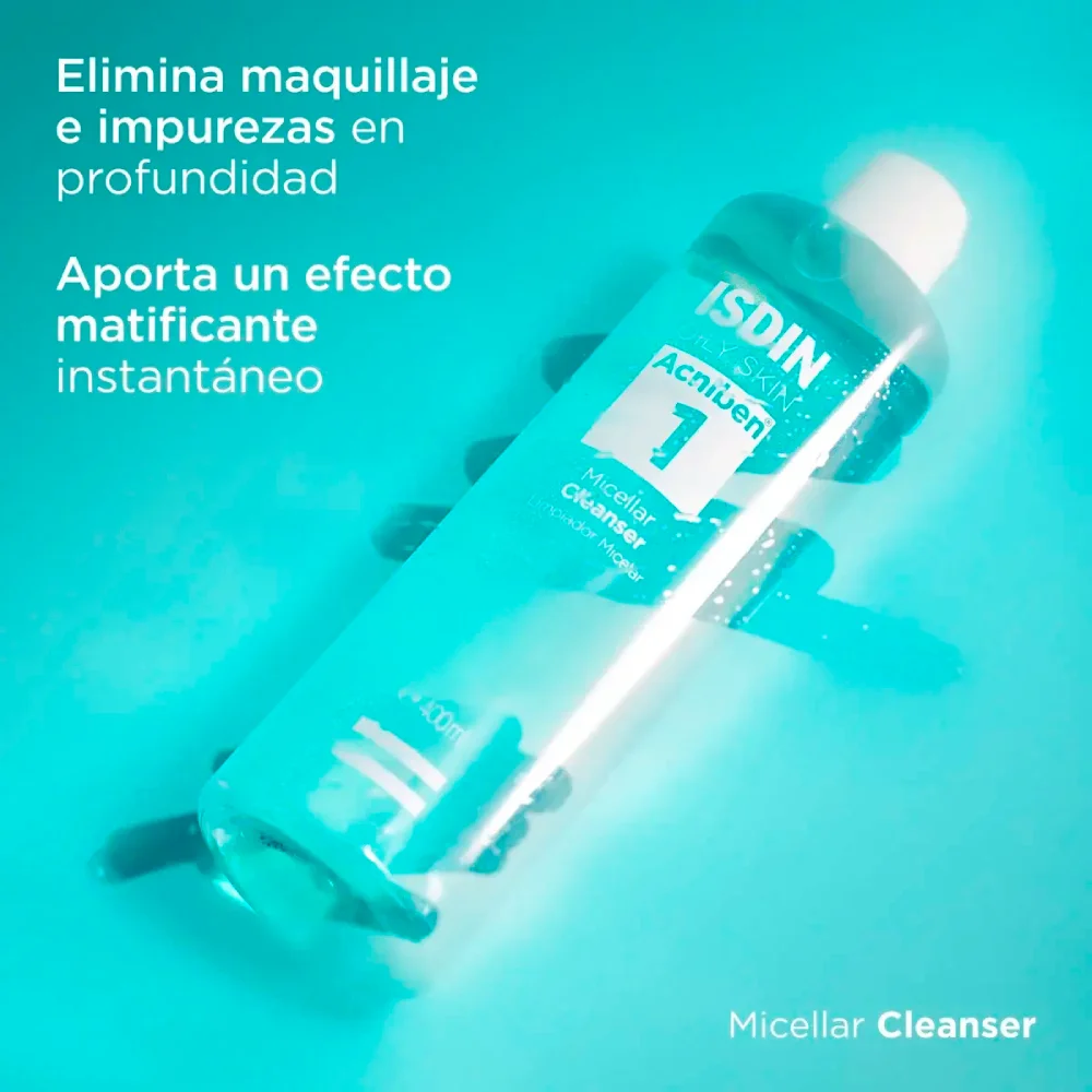 ISDIN ACNIBEN MICELLAR CLEANSER PIEL GRASA X 400ml - Imagen 3