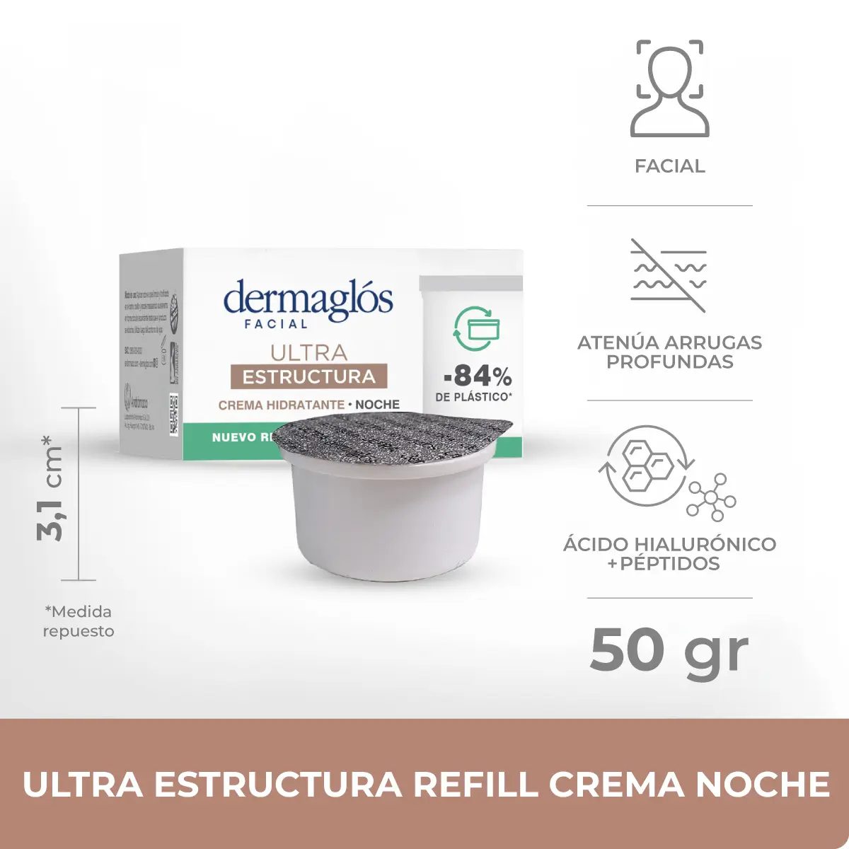 DERMAGLOS FACIAL ULTRA ESTRUCTURA CREMA HIDRATANTE DE NOCHE REPUESTO X 50 - Imagen 6
