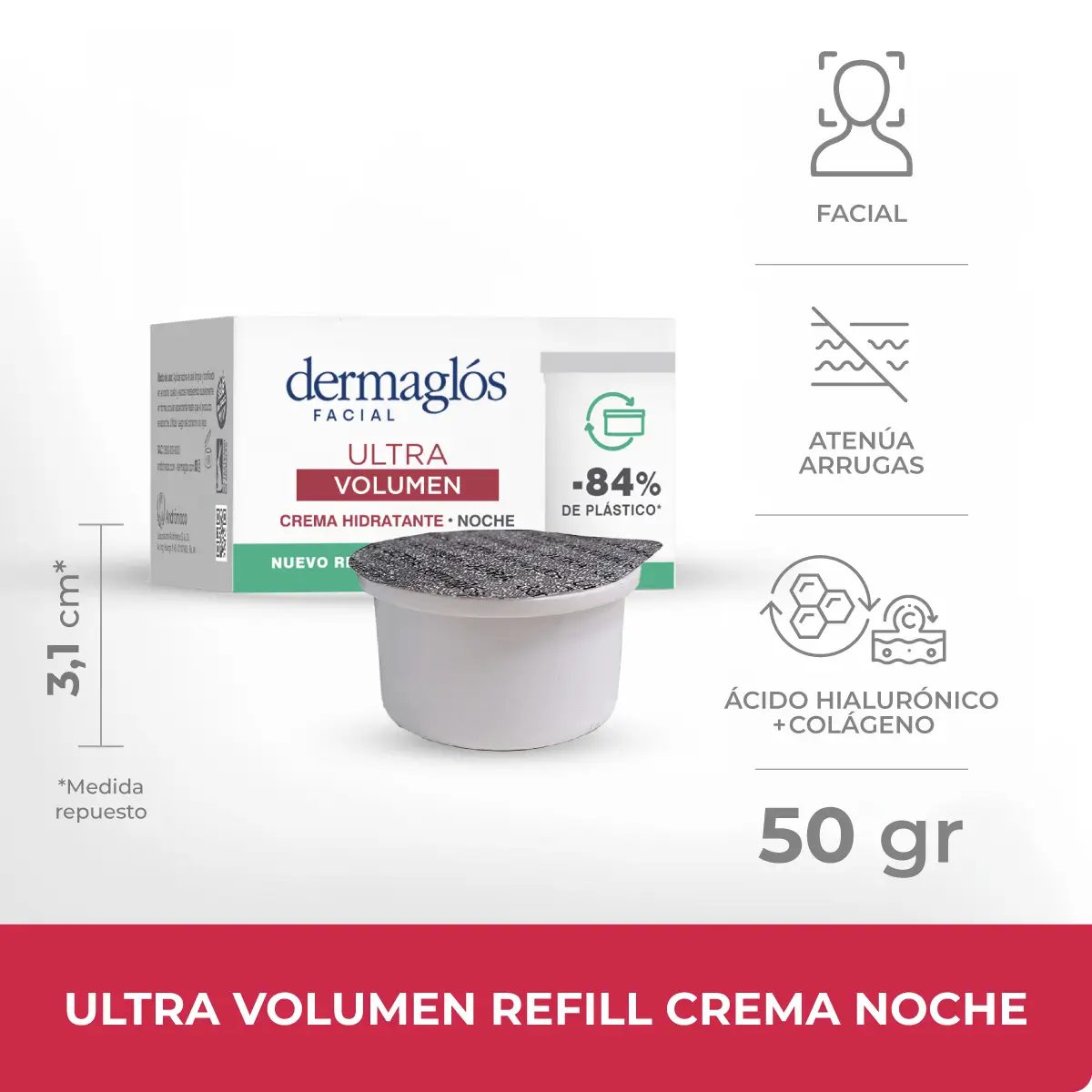 DERMAGLÓS FACIAL ULTRA VOLUMEN CREMA HIDRATANTE DE NOCHE REPUESTO X 50 - Imagen 2