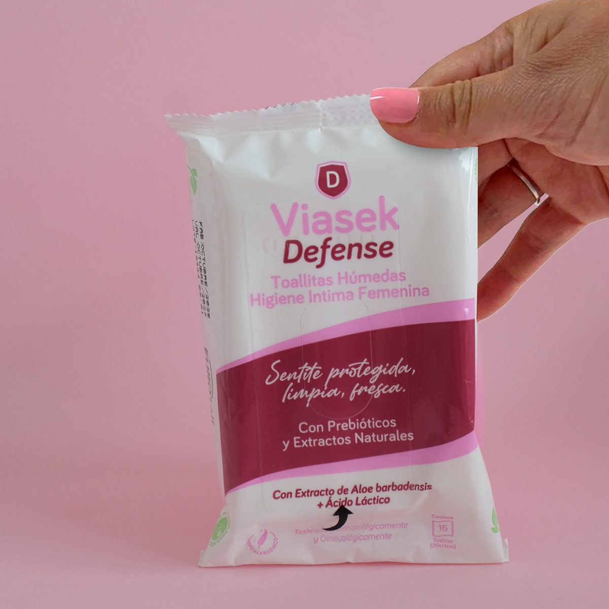 VIASEK DEFENSE TOALLITAS HIGIENE INTIMA X 16 Sobres - Imagen 2