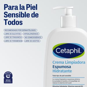 CETAPHIL CREMA LIMPIADORA ESPUMOSA HIDRATANTE FACIAL PIEL SENSIBLE X 473ml - Imagen 3